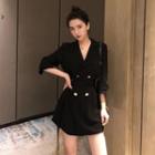 Double-breasted Buckled Mini Blazer Dress