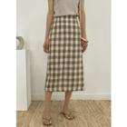 A-line Gingham Long Skirt