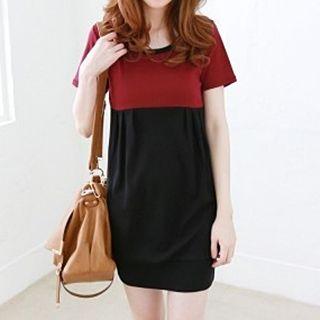 Short-sleeve Color Block Dress