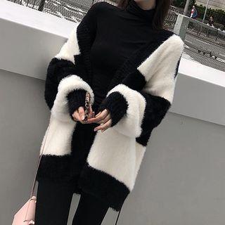 Color Panel Cardigan / Long-sleeve Turtle Neck T-shirt