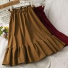 Paperbag High-waist Ruffled Midi Skirt