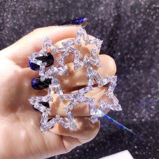 Rhinestone Star Dangle Earring White - One Size