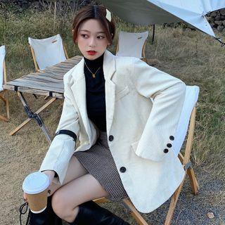 Corduroy Blazer / A-line Skirt / Mock-neck Long-sleeve T-shirt