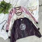 Embroidered Faux Leather Pullover