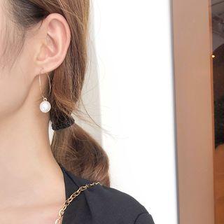 Faux Pearl Hoop Earring 1 Pair - Faux Pearl - Ear Hoop - One Size