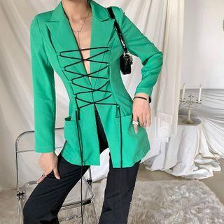 Lace-up Open-front Blazer
