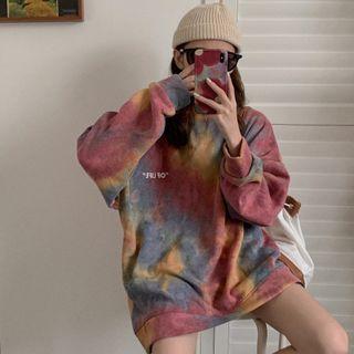 Long-sleeve Round-neck Tie-dye Sweatshirt