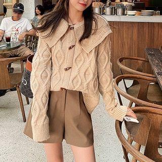 Wide-collar Toggle-front Cardigan
