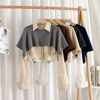 Crewneck Plain Cape / Plain Long-sleeve Shirt