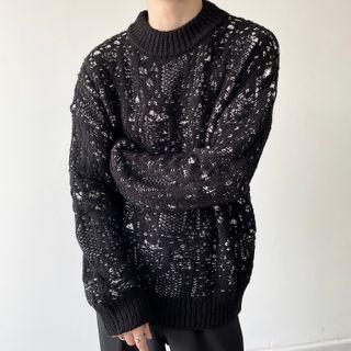 Two-tone Sweater My12 - Black - One Size