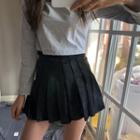 Velvet Pleated Mini A-line Skirt