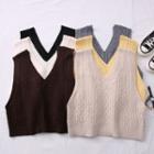 Plain Cable-knit Vest In 6 Colors