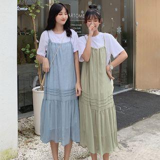 Plain Short Sleeve T-shirt / Chiffon Slipdress