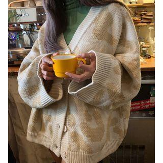 Printed Knit Cardigan As Shown In Figure - One Size