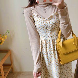 Spaghetti Strap Corduroy Floral Dress