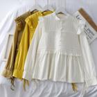 Ruffled-trim Stand-collar Blouse