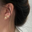 Stone Stud Earring (various Designs) Set Of 6 - Gold & White - One Size