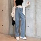 High-waist Paneled Wide-leg Jeans