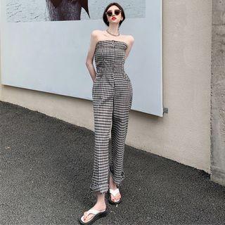 Checker Wide-leg Tube Playsuit