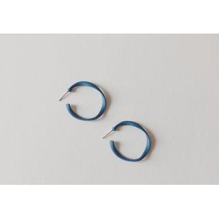 Twisted Alloy Open Hoop Earring 1 Pair - Ear Studs - Blue - One Size