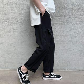 Flap-pocket Straight-cut Pants