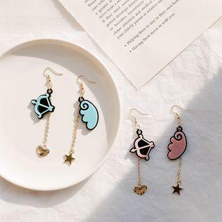 Non-matching Acrylic Bow & Wing Dangle Earring