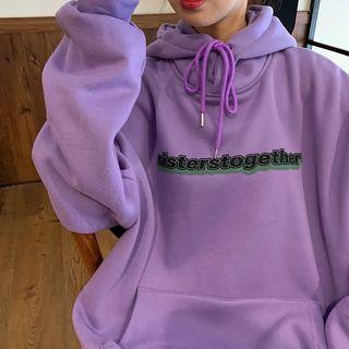 Lettering Print Long-sleeve Hoodie