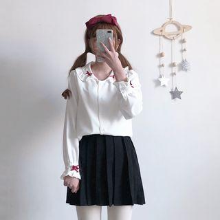 Bow Detail Ruffle Trim Blouse