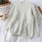 Glitter Loose-fit Fringed Sweater Dirty White - One Size