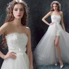 Strapless Lace-panel High-low Wedding Dress