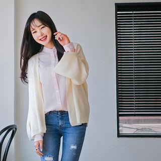 Slit-sleeve Open-front Cardigan