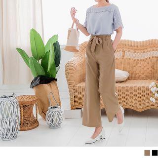 Lace-up Chiffon Wide-leg Pants