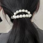 Faux Pearl Alloy Hair Clip 1pc - 2782a - White & Silver - One Size