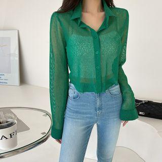 Stripe Sheer Crop Shirt