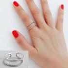 925 Sterling Silver Twisted Open Ring Adjustable - Silver - One Size