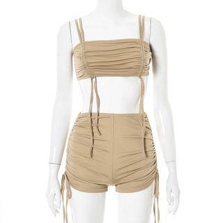 Set: Cropped Camisole Top + Drawstring Shorts