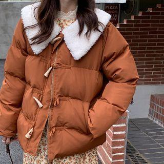 Fleece Collar Toggle Button Padding Jacket