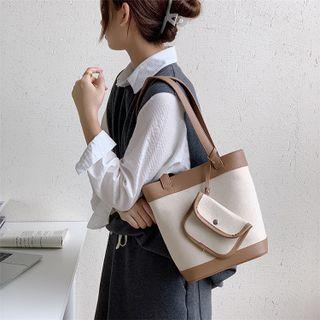 Set: Two Tone Bucket Bag + Pouch