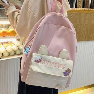 Contrast Color Lettering Zip Backpack