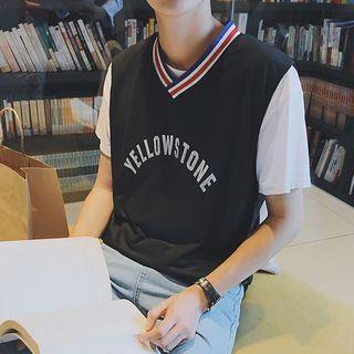 Lettering V-neck Sleeveless Top