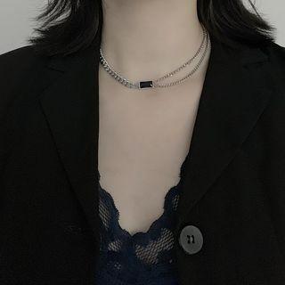 Rhinestone Asymmetrical Choker As Figure - One Size