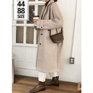 Single-breasted Oversized Long Coat Oatmeal - One Size