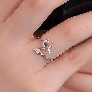 Sterling Silver Rhinestone Lead Open Ring 1 Pc - Silver - One Size