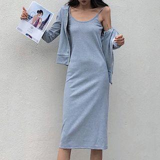 Set: Zip Hoodie + Spaghetti-strap Dress