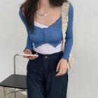 Set: Plain Camisole + Asymmetric Cropped Cardigan