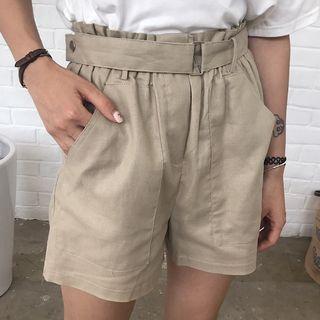 Plain Ruffled Wide-leg Shorts