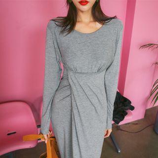 Wrap-front Maxi T-shirt Dress