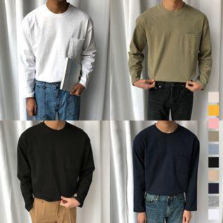 Crew-neck Pocket-front T-shirt In 10 Colors