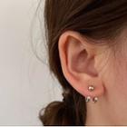 Hook Stud Earring 1 Pair - Bean Earrings - Silver - One Size