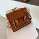 Buckled Faux Leather Satchel